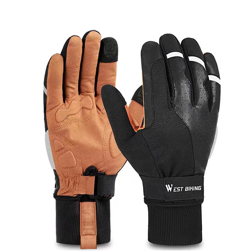 Winter Warm Shock Absorbing Mountain Bike Long Finger Gloves Burchda Bikes Official Store