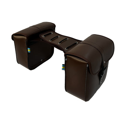 Borsa in pelle marrone Burchda per E-Bike, borsa da viaggio resistente, borsa per mountain bike, borsa da viaggio