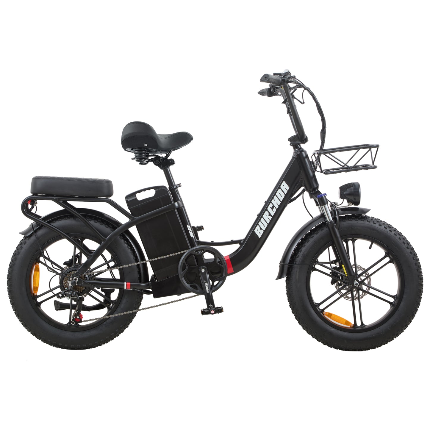 Burchda U8 Black electric bike with 20-inch fat tires