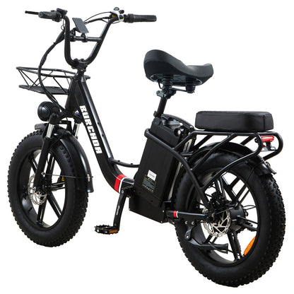 Burchda U8 black e-bike featuring a smart color LCD display and step-through frame