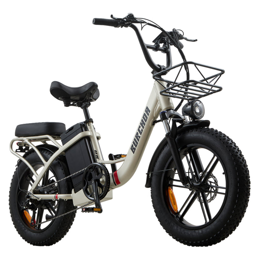 Seitenansicht des Burchda U8 City-E-Bikes in Champagnergold