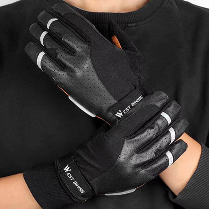 Winter Warm Shock Absorbing Mountain Bike Long Finger Gloves