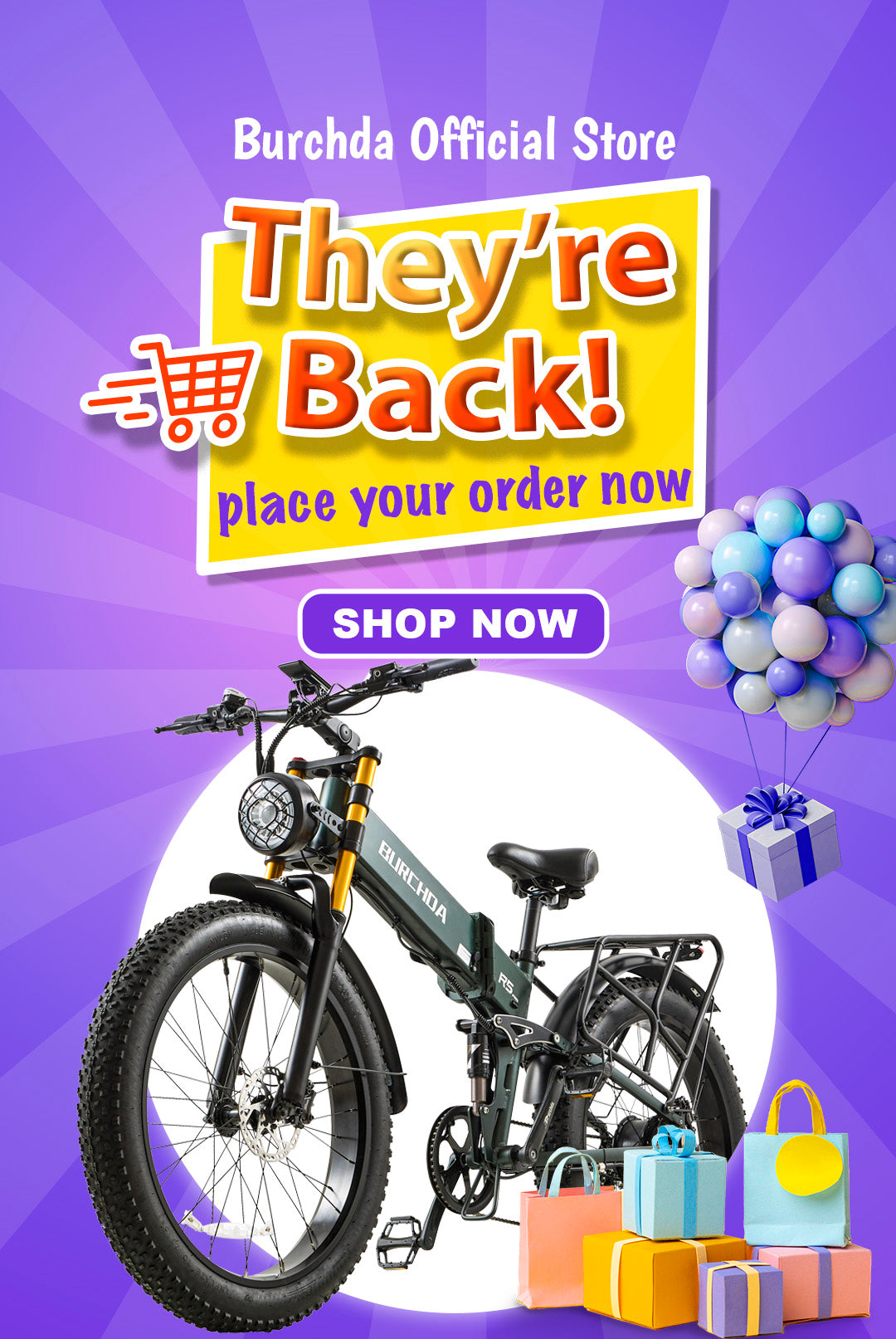 burchda ebike banner, r5pro is back in stock